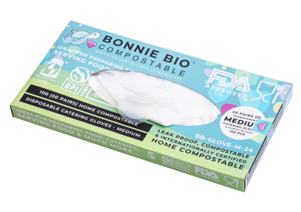 CLEANSTAR - MEDIUM SIZE COMPOSTABLE DISPOSABLE GLOVES – 100 GLOVES PER BOX (24 BOXES) 1200 PAIRS