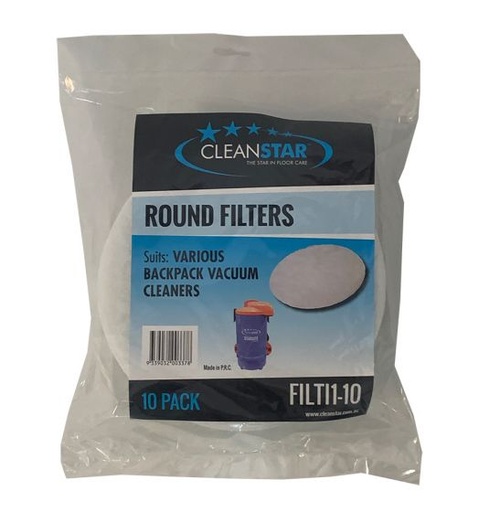 CLEANSTAR - PULLMAN AND NILFISK BACKPACK VACUUM ROUND PRE-MOTOR FILTERS 10-PACK