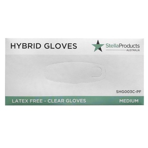 [SHG002B-PF] Hybrid Powder Free Gloves Clear (LARGE, BLUE)