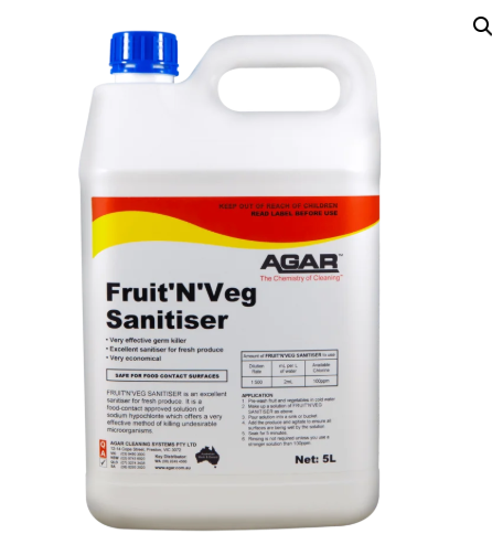 [FRU5] AGAR - FRUIT'N'VEG SANITISER 5L