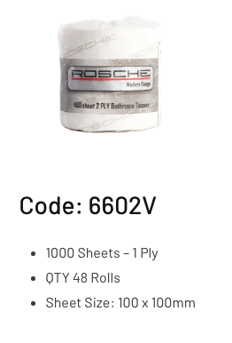 ROSCHE "CLASSIC" 1PLY 1000'S - 48 ROLLS/CTN
