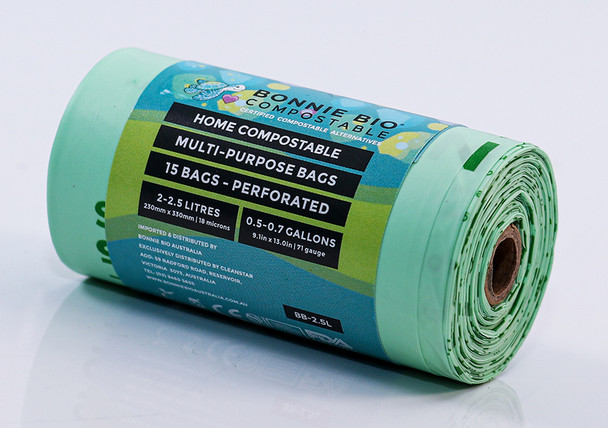 CLEANSTAR - BONNIE BIO 2-2.5L COMPOSTABLE HANDHELD DOG POOP DISPENSER BAGS – ROLL OF 15