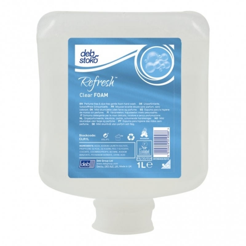 DEB STOKO REFRESH CLEAR HAND WASH FOAM GENTLE 1L